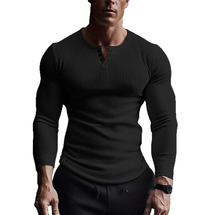 Long Sleeve Button-Up Shirt for Men with Modern Rib Design Amarae