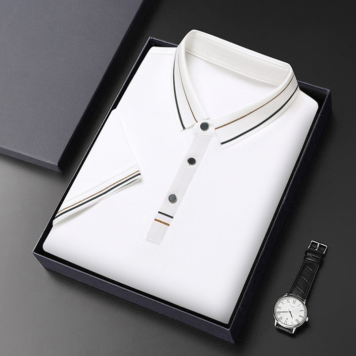Men's modern polo in textured material with elegant accents Lune London