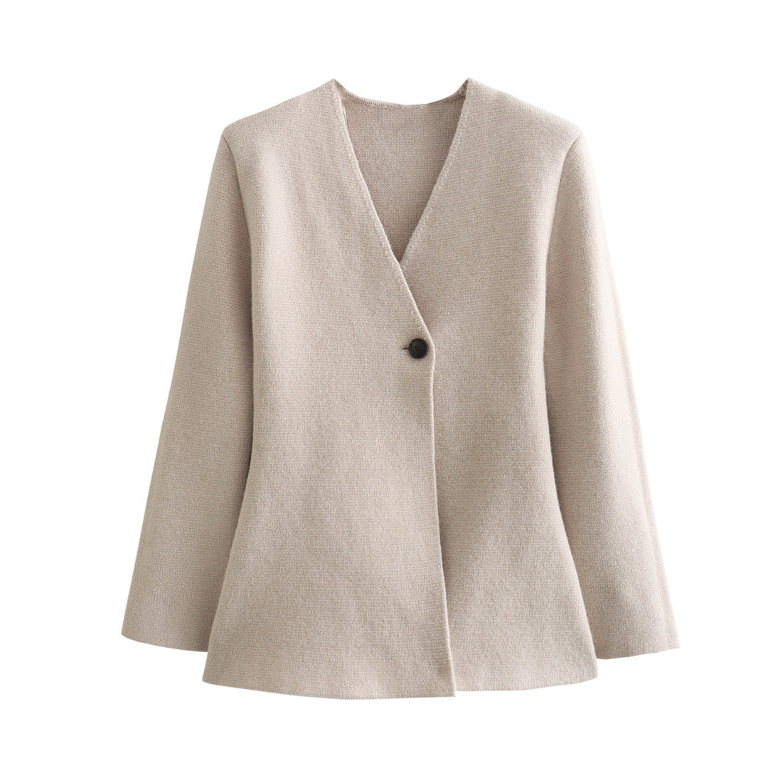 Women's fitted tailored blazer with peplum hem and single-button placket Amarae