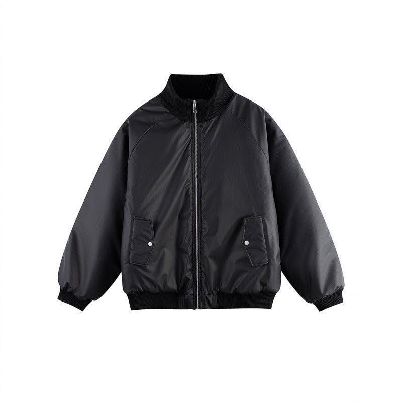 Unisex Boxy Transition Bomber Jacket with Stand Collar and Flap Pockets Amarae