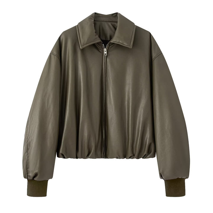 Trendy short jacket for women in high-quality synthetic leather Lune London