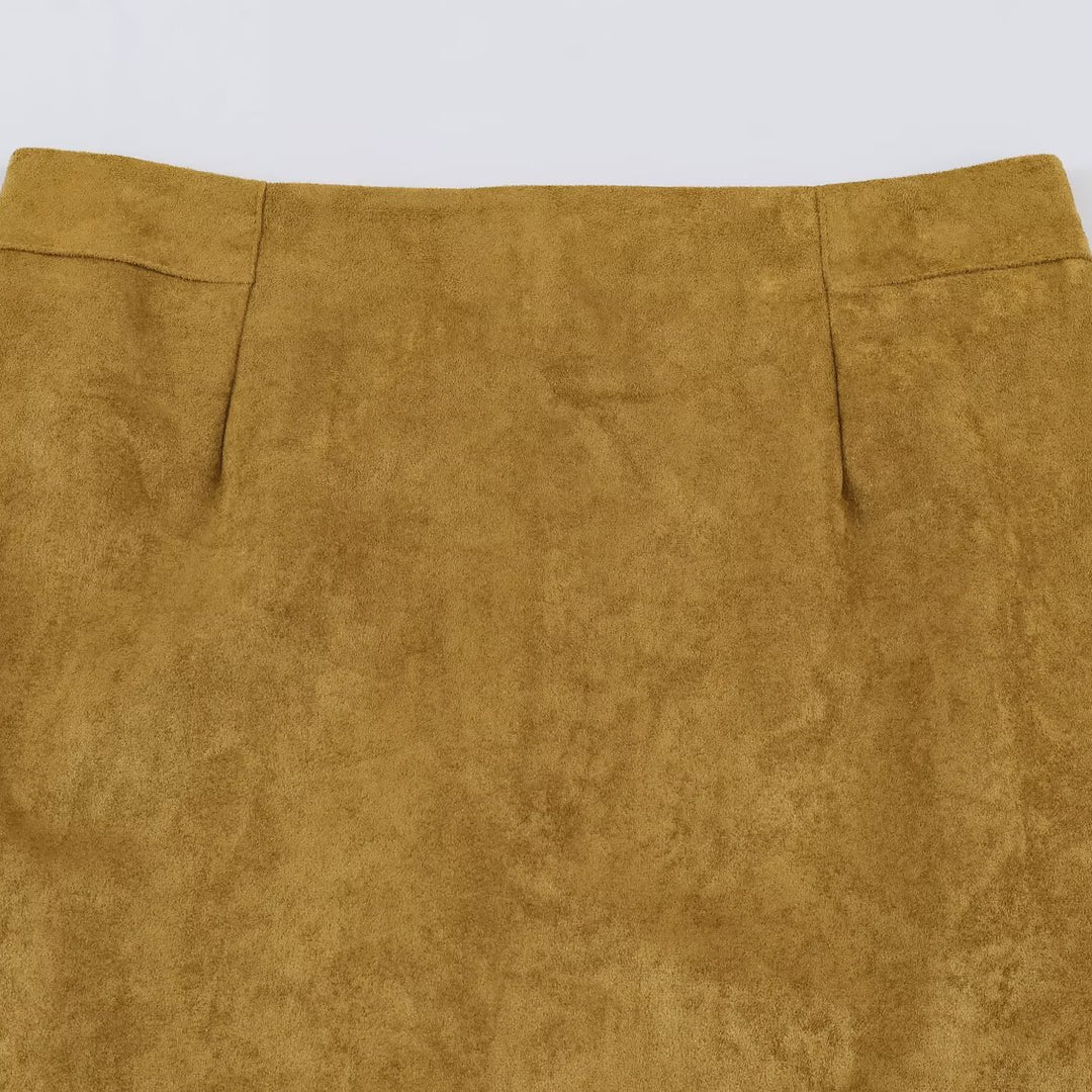 Women's pencil skirt made of suede look with high waist Amarae