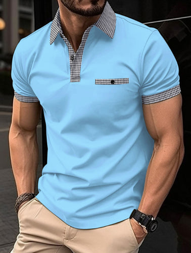 Casual polo shirt for men with unique check collar cut Amarae