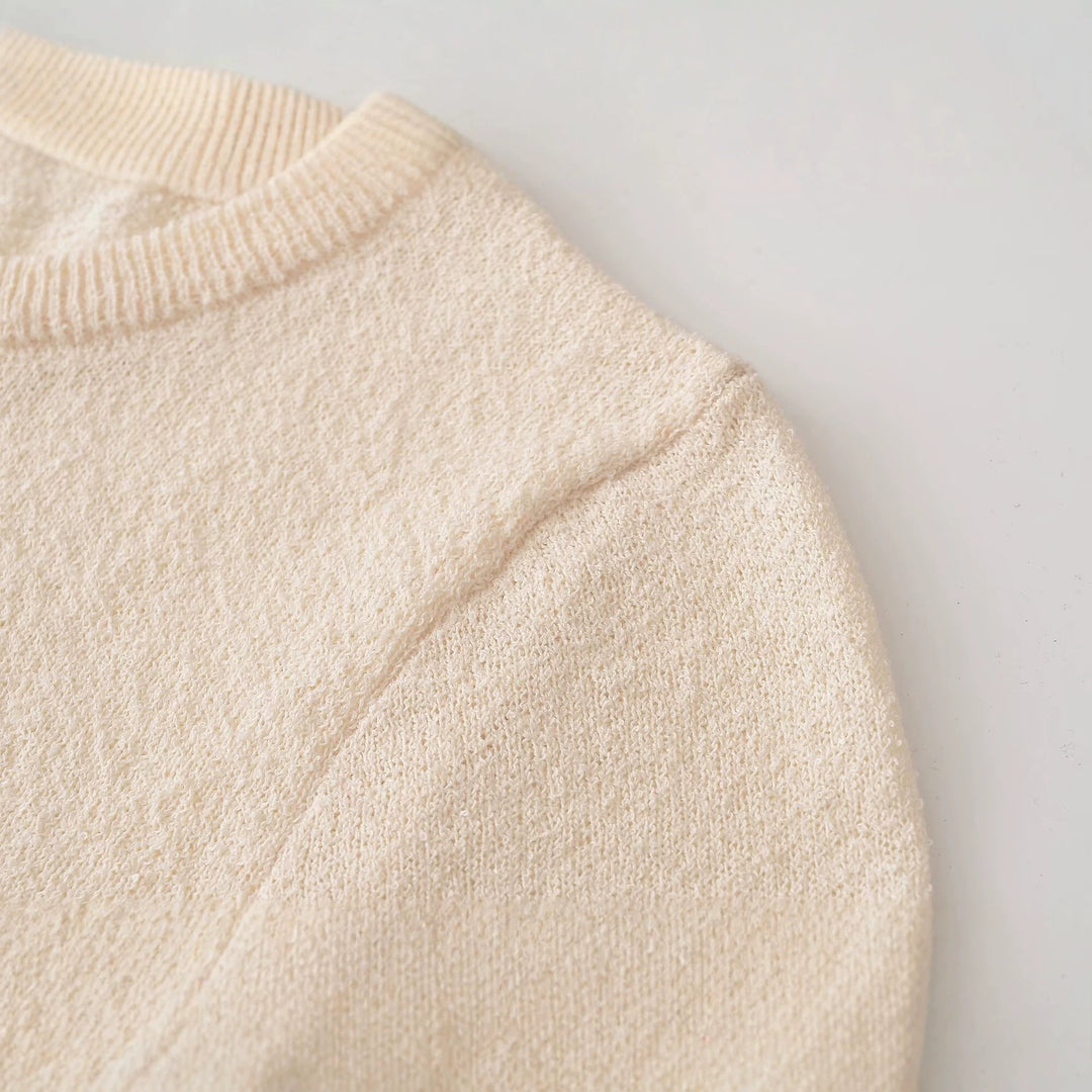 Women's fine knit sweater with lace trim and scalloped edge Amarae