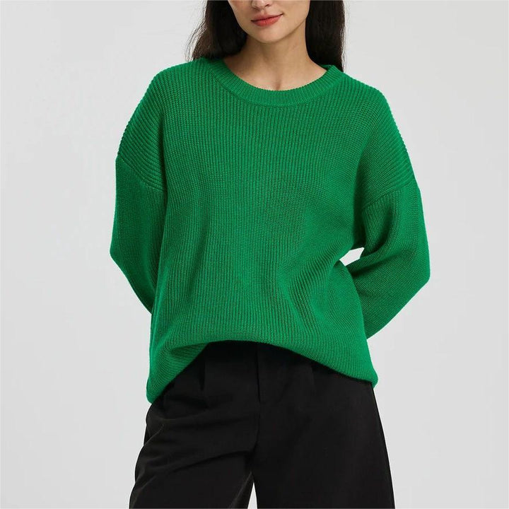 Ladies chunky knit sweater with relaxed fit and dropped shoulder seams Lune London