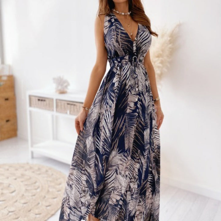 Elegant Tropical Maxi Dress for Chic Women