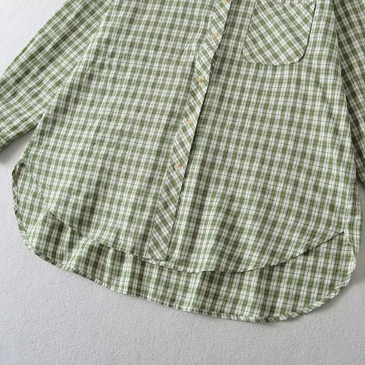 Plaid shirt for women with trendy cut and chest pocket Lune London