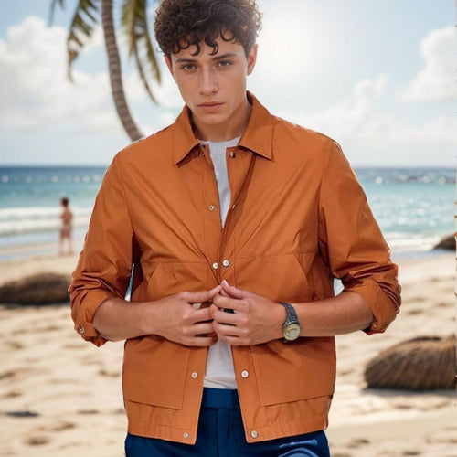 Men's multifunctional summer jacket with snap button closure and breathable inserts Amarae