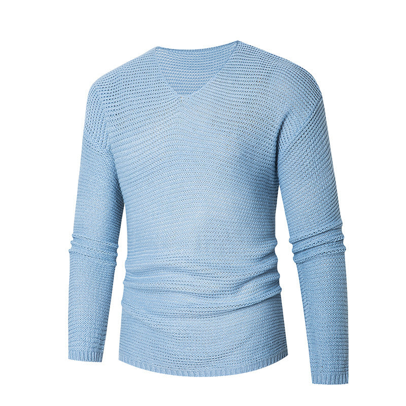 V-neck knit pullover for men in breathable material Lune London