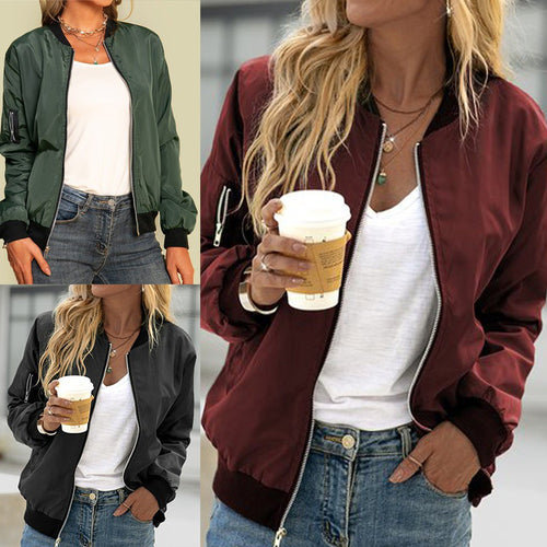 Trendy bomber jacket for ladies with practical side pockets Amarae