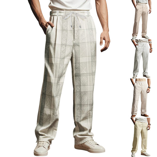 Casual pants for men with adjustable drawstring and modern checkered details Amarae
