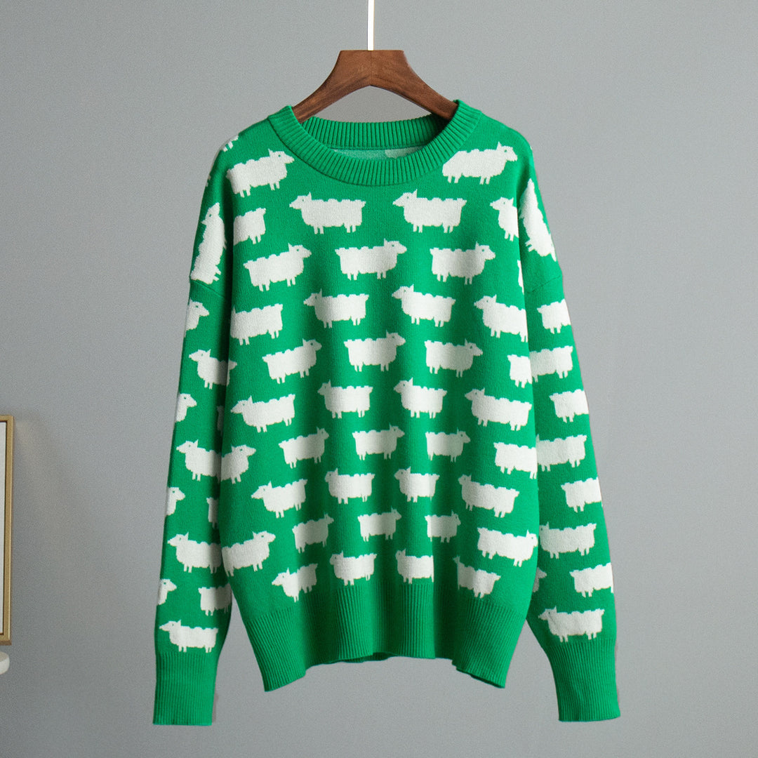 Ladies Knit Sweater with Sheep Patterns Lune London