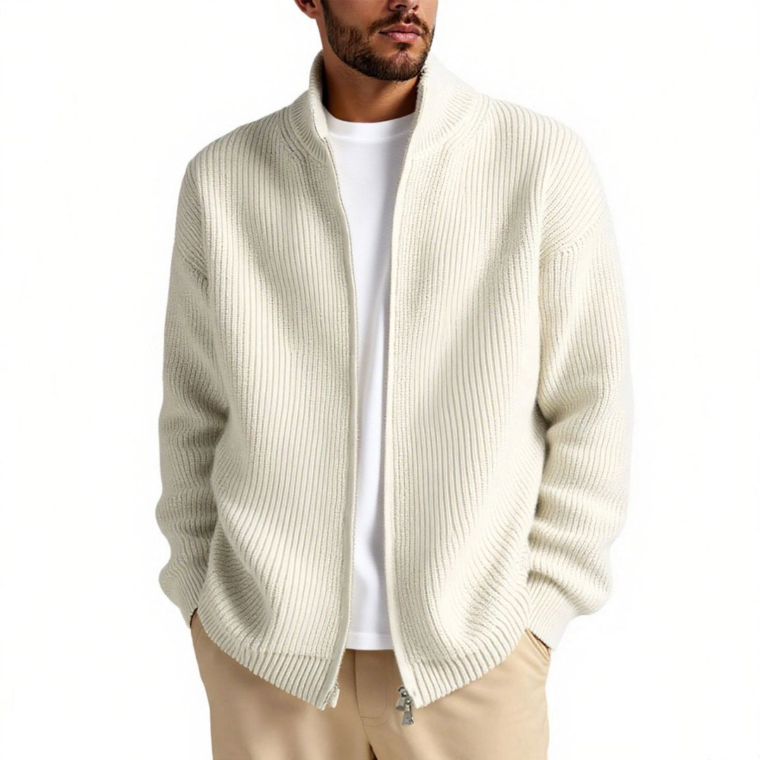 Men's knitted jacket with high collar and convenient zipper Lune London