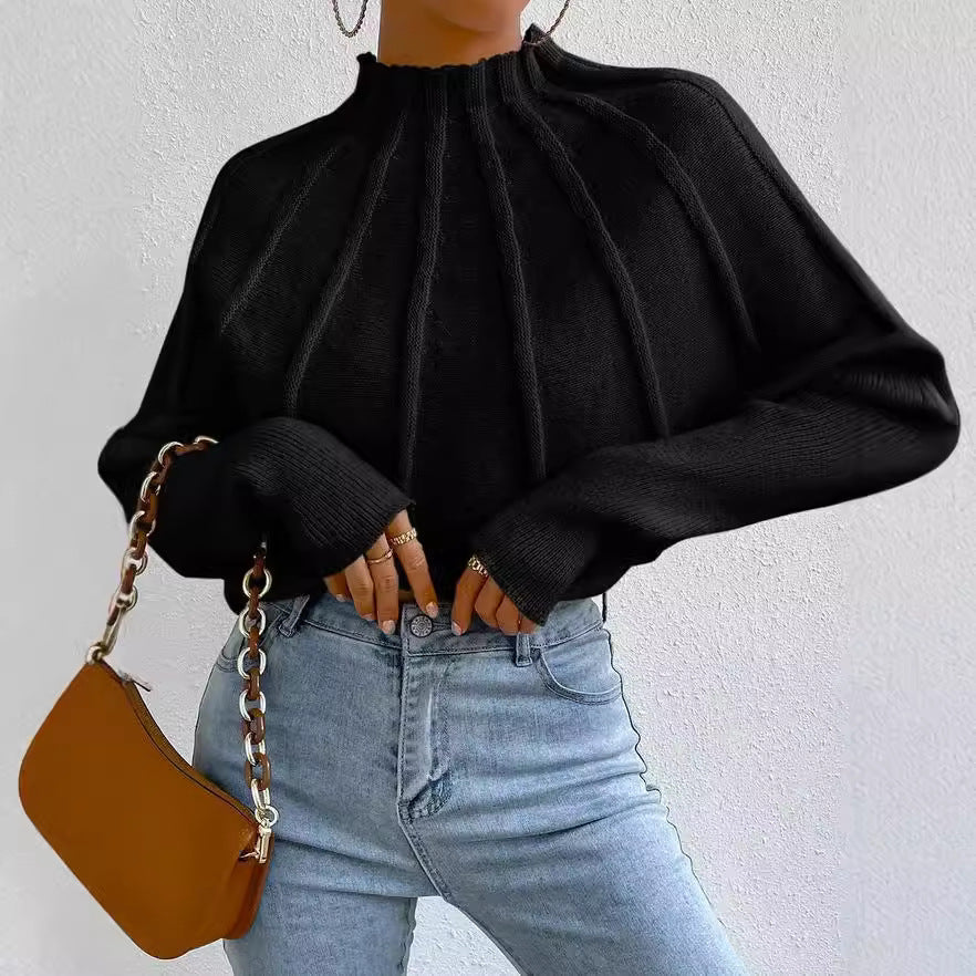 Knit sweater for women with high collar Lune London
