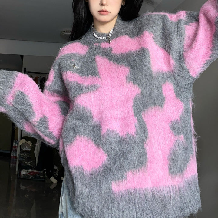 Pull tricoté surdimensionné pour femmes avec motif moderne et coupe décontractée Chic & Stil