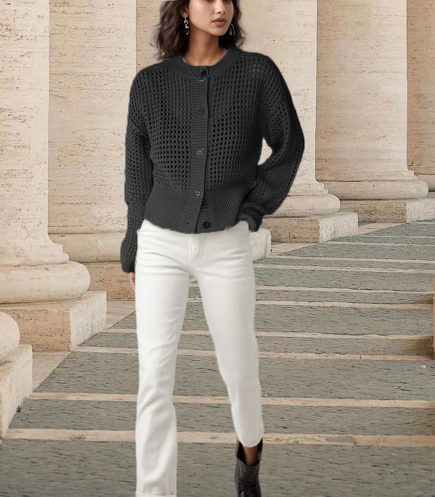 Knitted jacket for women with an airy mesh structure Lune London