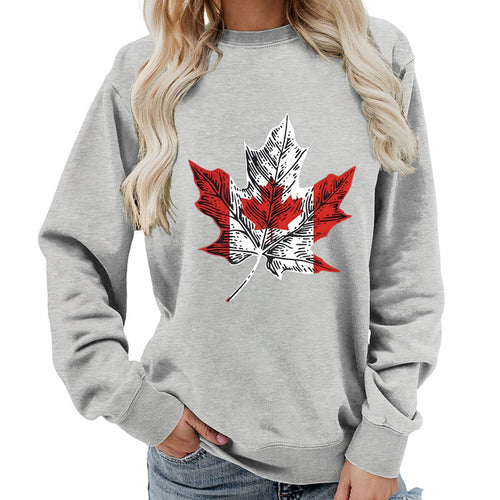Sweat-shirt pour femmes avec motif créatif de feuille d'érable et coupe confortable Chic & Stil