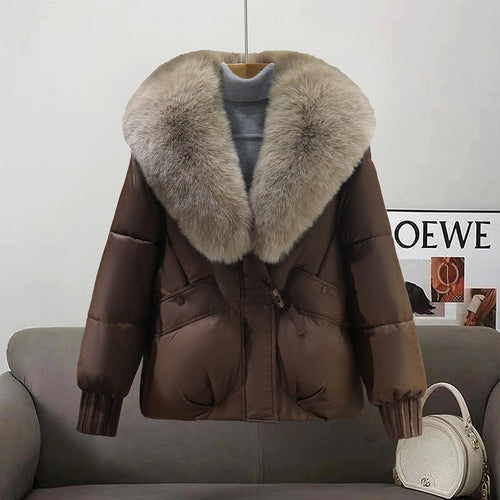 Ladies trendy winter coat lined with removable faux fur collar Amarae