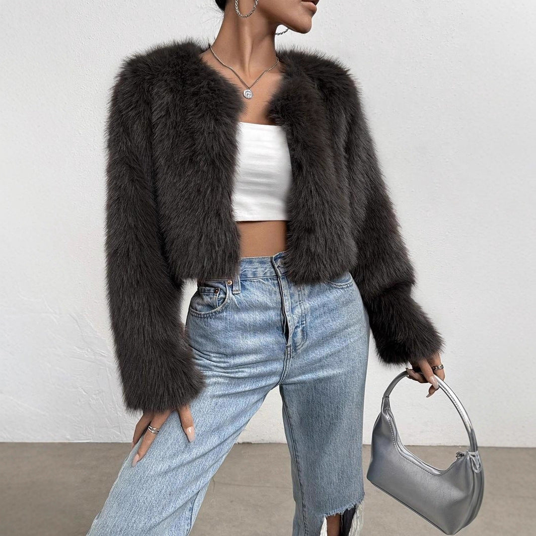 Ladies Short Plush Jacket Amarae