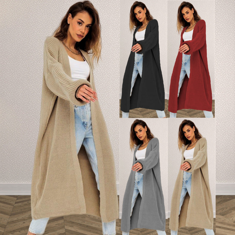 Ladies Long knitted cardigan with relaxed fit and textured structure Lune London