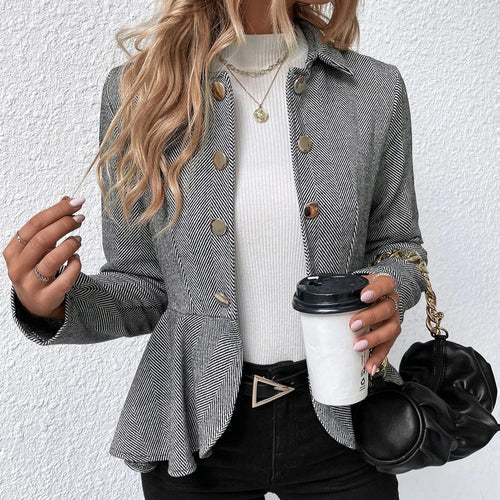 Chic fitted blazer jacket for women with asymmetrical hem and button details Amarae