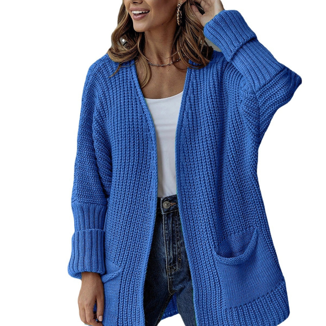 Ladies oversized knit cardigan with ribbed structure and pockets Lune London