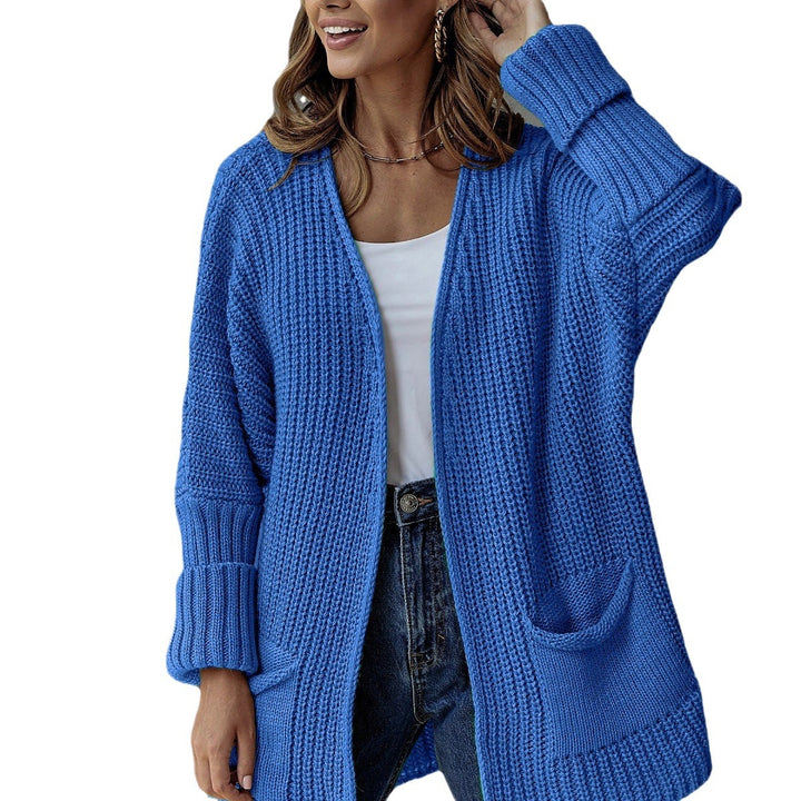 Ladies oversized knit cardigan with ribbed structure and pockets Lune London