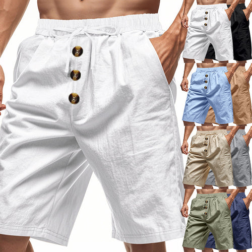 Shorts d'été légers pour hommes avec taille élastique et détails de bouton pratiques Amarae