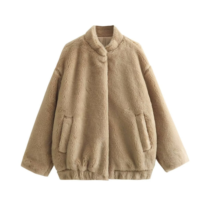 Ladies Cozy Fleece Jacket with High Collar and Practical Pockets Amarae