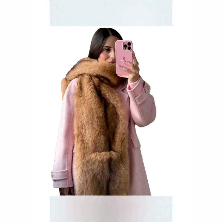 Ladies' Luxurious Long Faux Fur Stole with Voluminous Shawl Collar Amarae