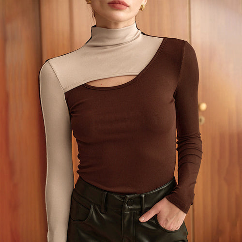 Women Long Sleeve Top with Asymmetrical Design and Refined Neckline Amarae