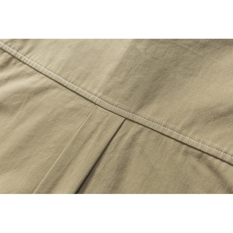 Men's Oversize Canvas Shirt Jacket with Cap Seams and Patch Pockets Amarae