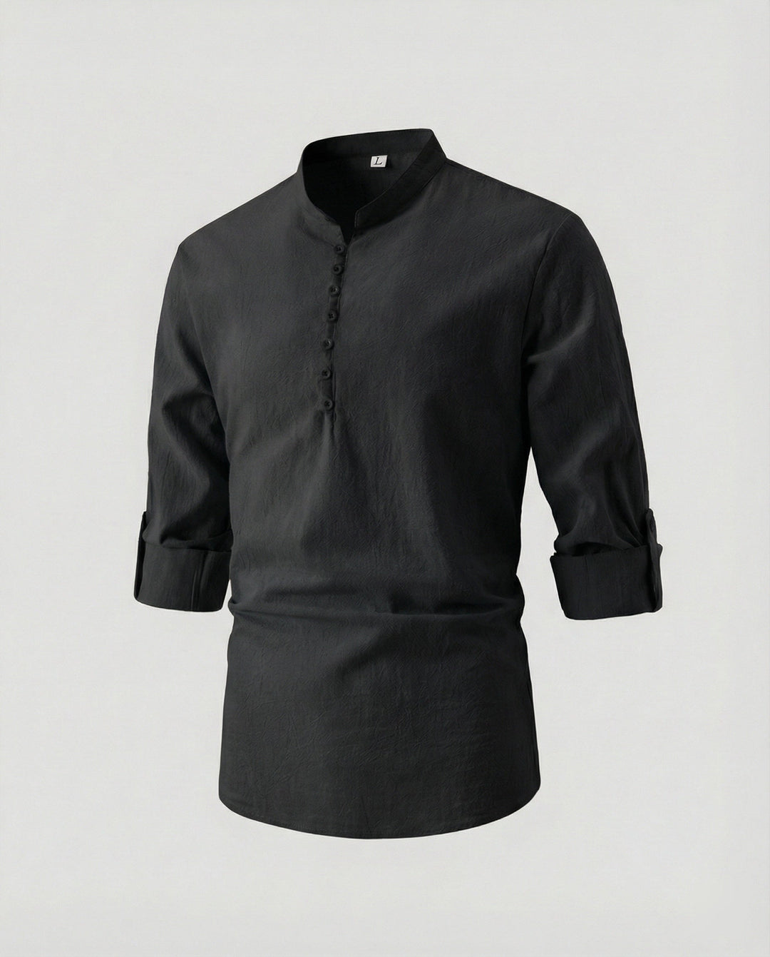 Men's shirt with modern buttons and practical rolled-up sleeves