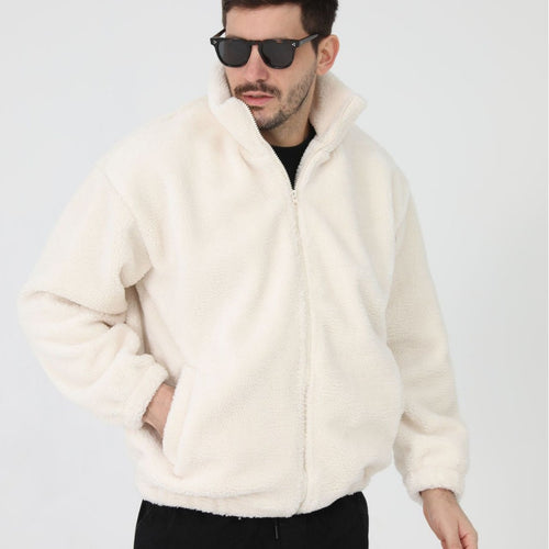Men's fleece jacket with high collar and practical pockets Amarae