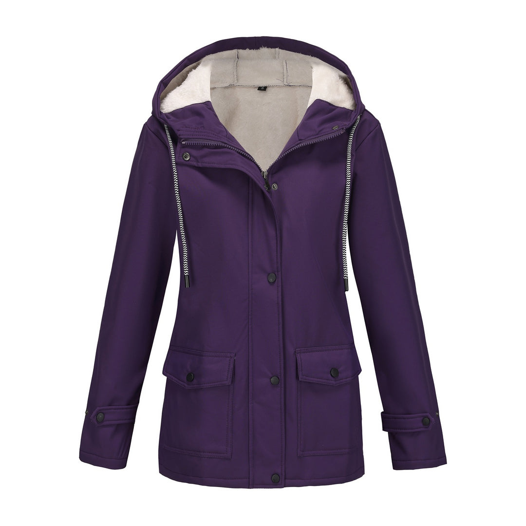 Women waterproof hooded jacket with soft fleece lining Lune London
