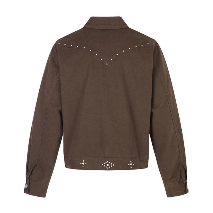 Ladies short trucker jacket made of canvas with decorative eyelets, snap button front and flap pockets Amarae