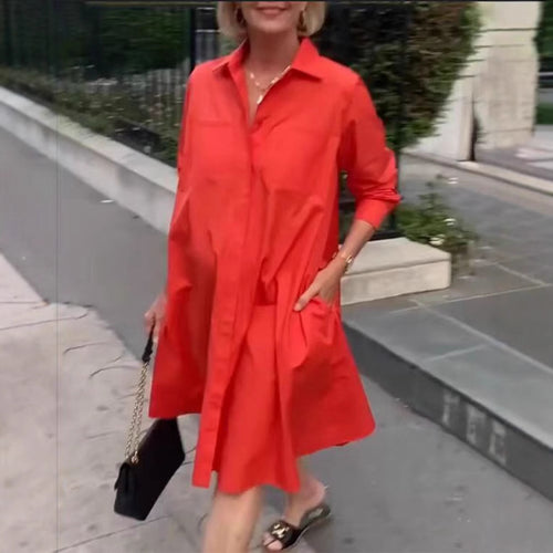 Robe chemise pour femmes dans une coupe A-line décontractée avec des poches pratiques Chic & Stil