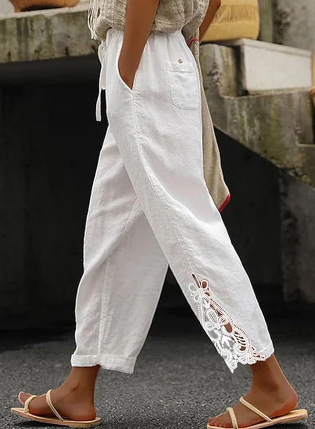 Leisure pants for women with elaborate embroidery Lune London