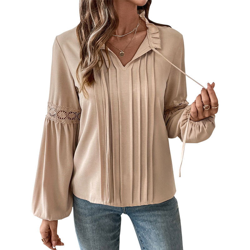 Lune London Women's shirt with fine pleats and lace