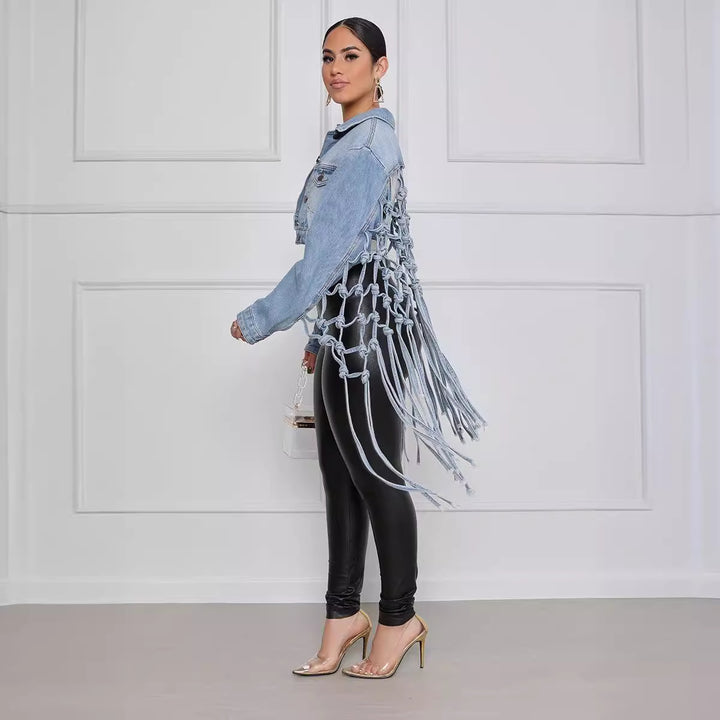 Denim jacket for women with a unique knot detail and a relaxed fit Lune London