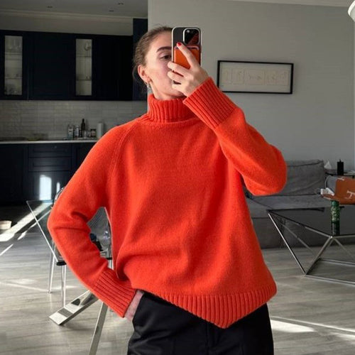 Fine knit sweater for women with high collar Amarae