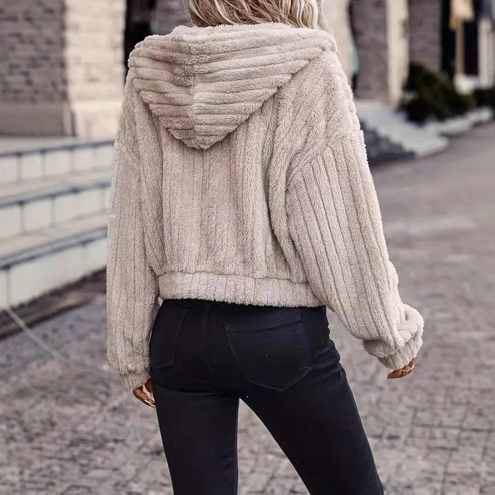 Women soft and stylish fleece jacket with high collar Lune London