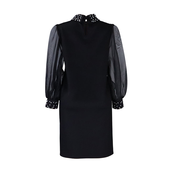 Dress for women with transparent sleeves and pearl embellishments Lune London