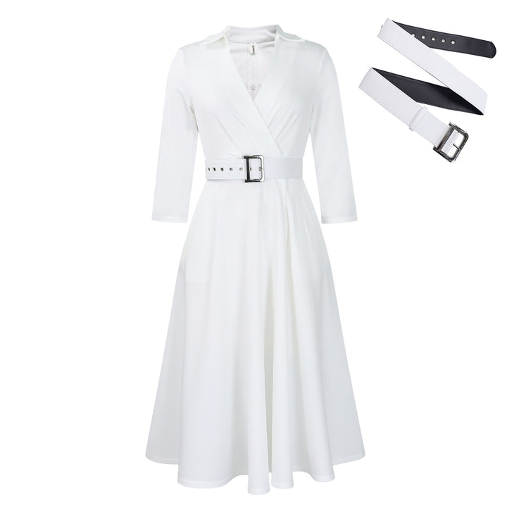 Wrap dress for women with a fitted belt and flared skirt Lune London