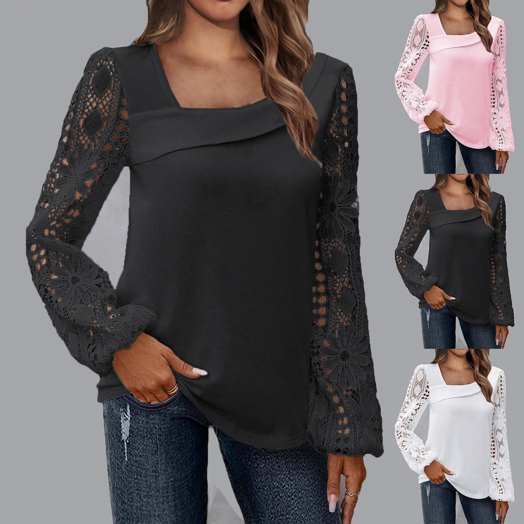 Women's blouse with floral lace sleeves and voluminous cut Lune London