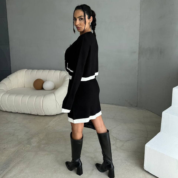 Elegant knit dress for women with contrasting details Lune London