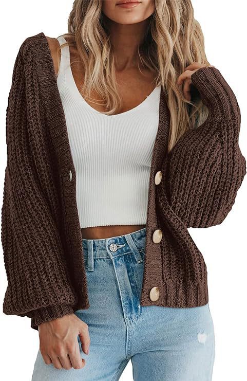 Women Oversized Knit Cardigan with Chic Button Detail and Style