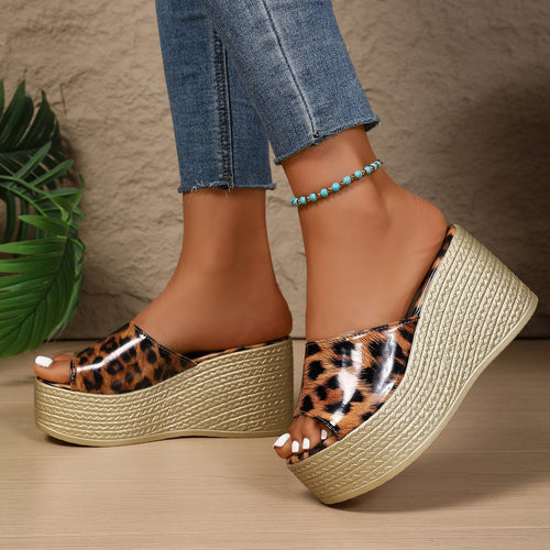 Ladies Platform Mules with trendy leopard print and refined strap design Amarae