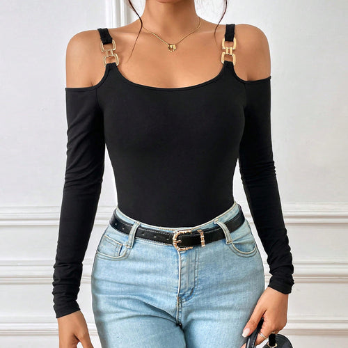 Body for women with off-the-shoulder design and decorative fasteners Chic & Stil