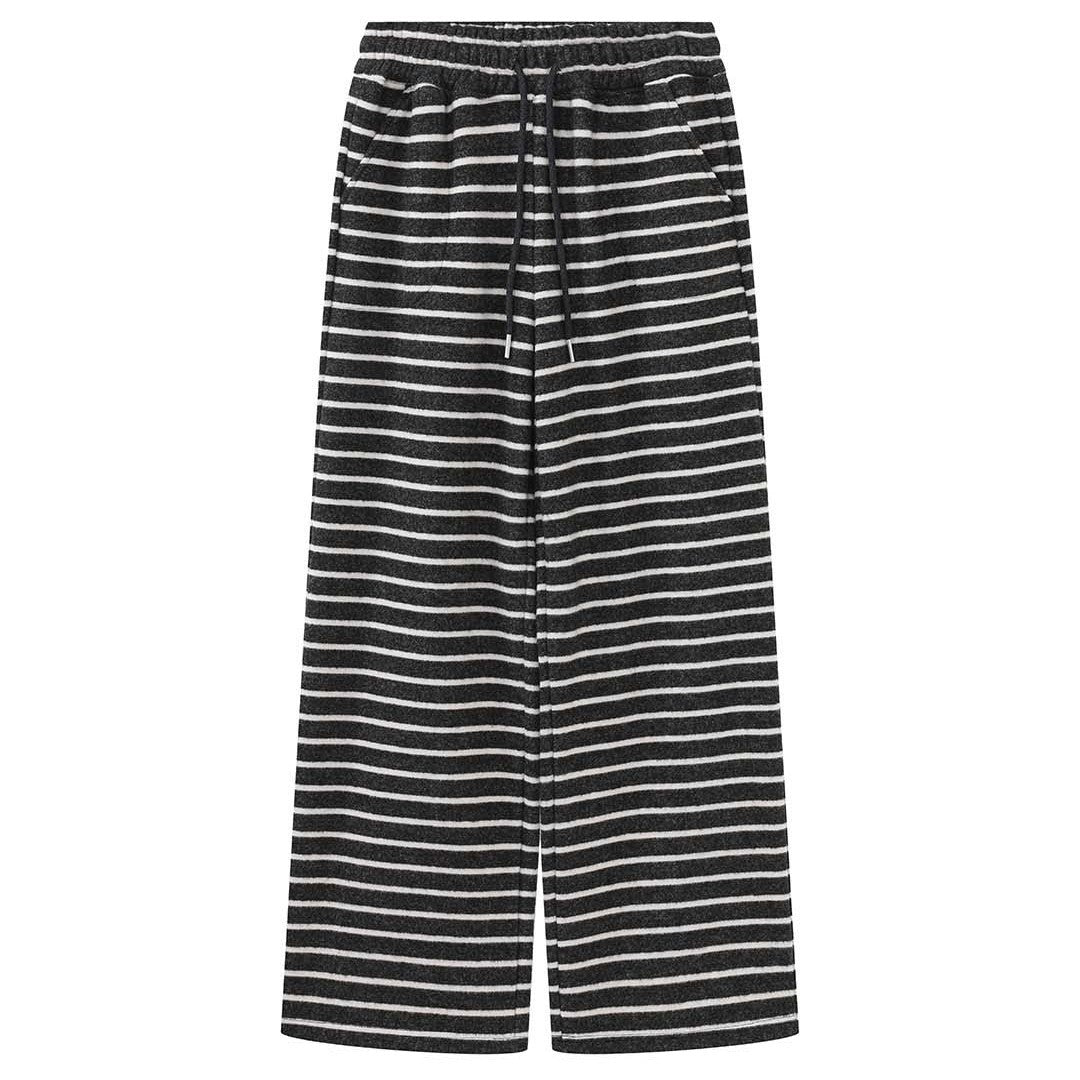 Women Striped Lounge Pants with High Waist, Drawstring and Wide Palazzo Cut Amarae